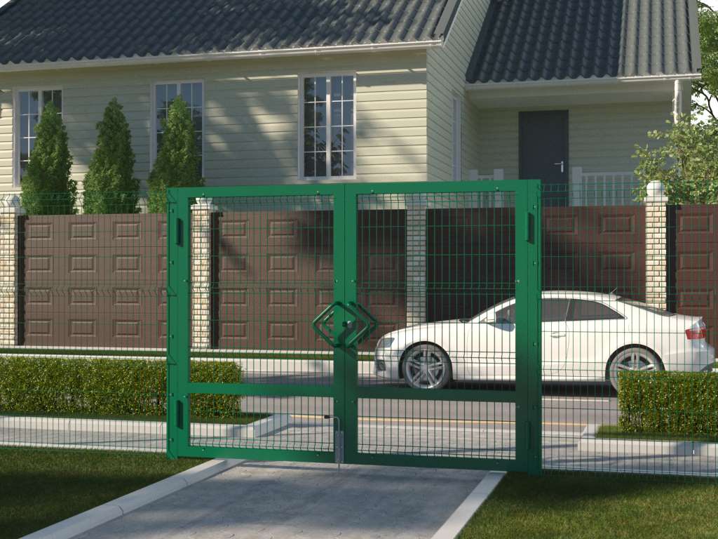 Ворота распашные со стальной рамой с заполнением сварной сеткой 8 Ворота распашные со стальной рамой с заполнением сварной сеткой 8