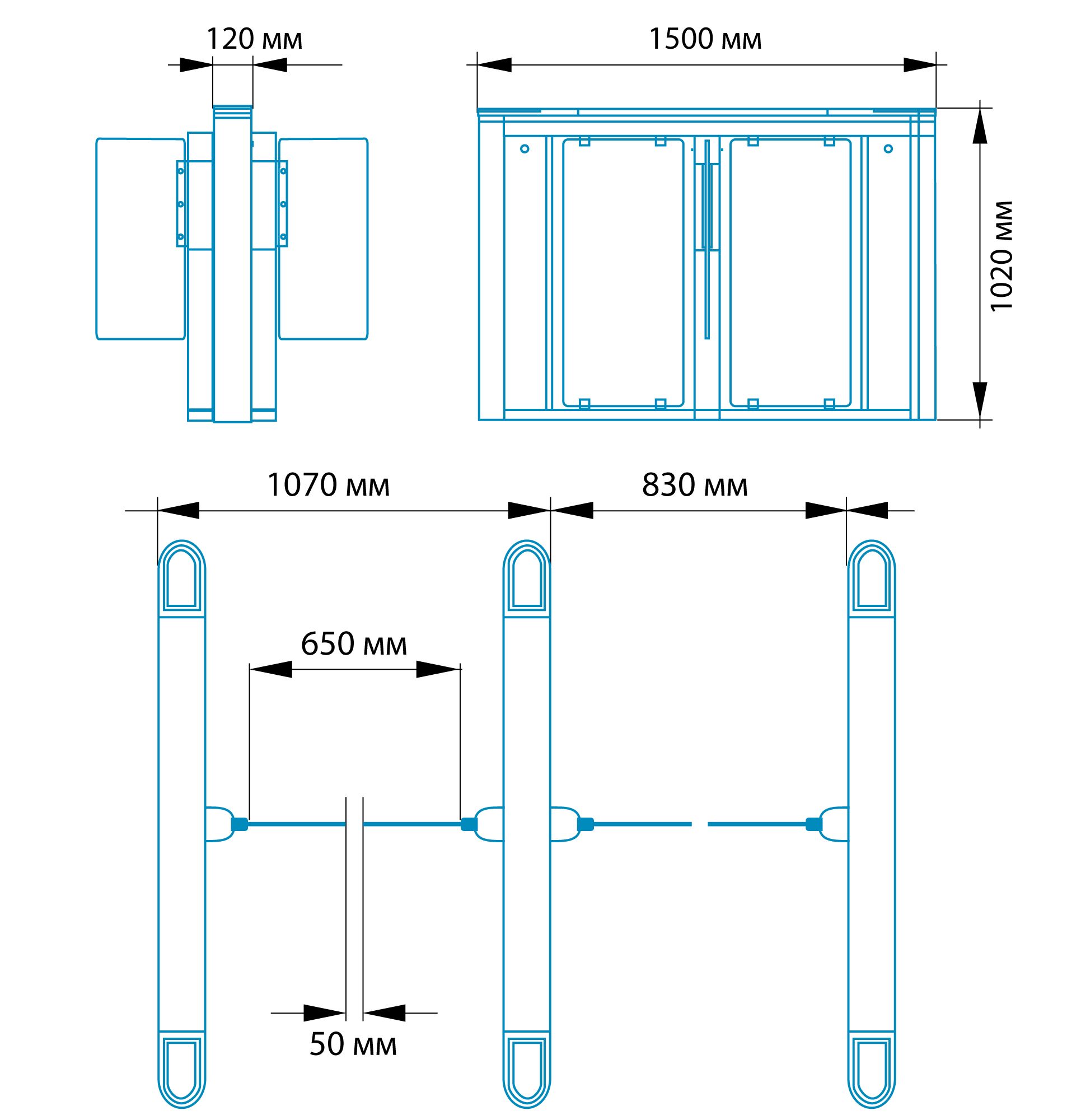 Турникет распашной БЛОКПОСТ РСП 1600, средняя секция для РСП 800 1 Турникет распашной БЛОКПОСТ РСП 1600, средняя секция для РСП 800 1