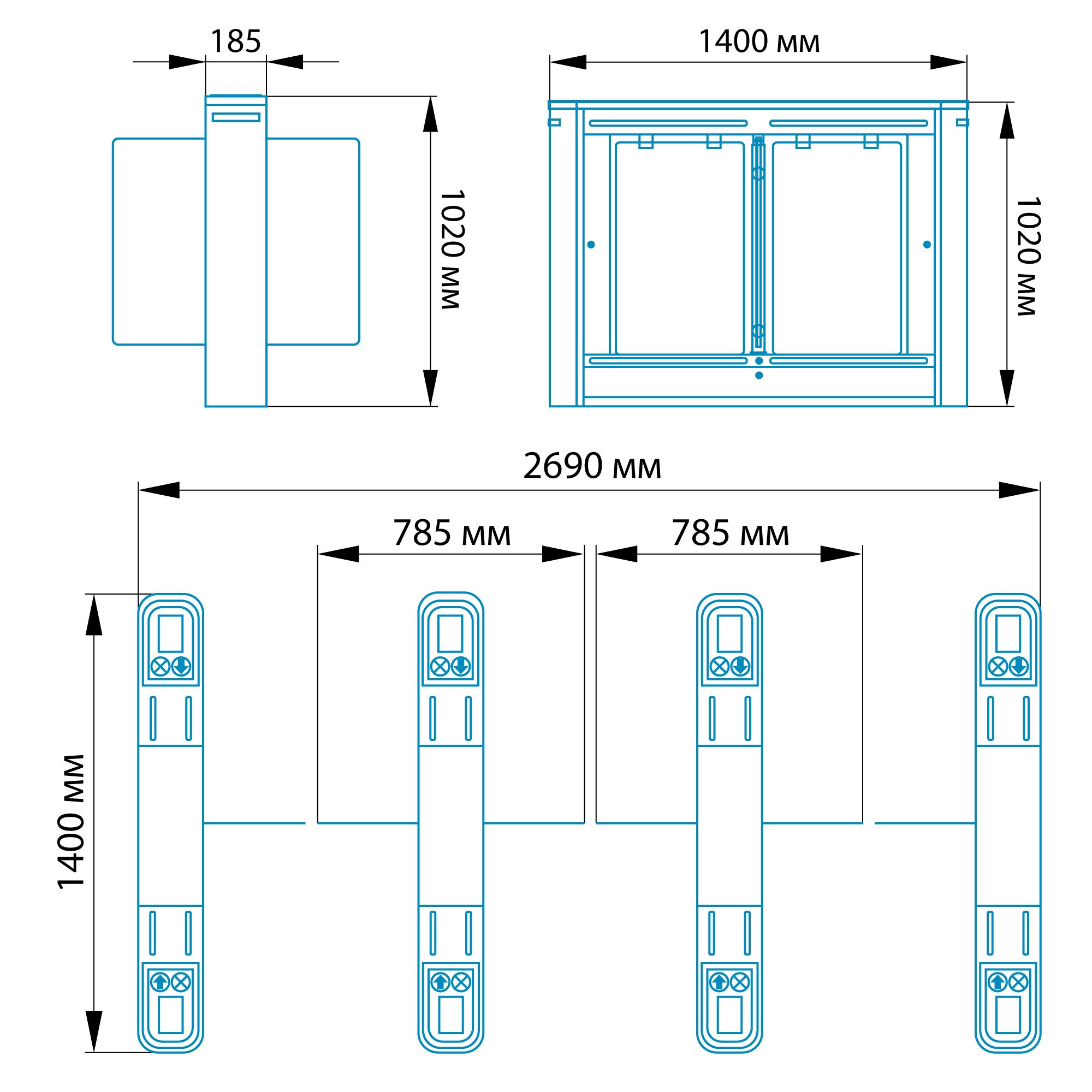 Турникет распашной БЛОКПОСТ РСП 1000, средняя секция для РСП 500 2 Турникет распашной БЛОКПОСТ РСП 1000, средняя секция для РСП 500 2