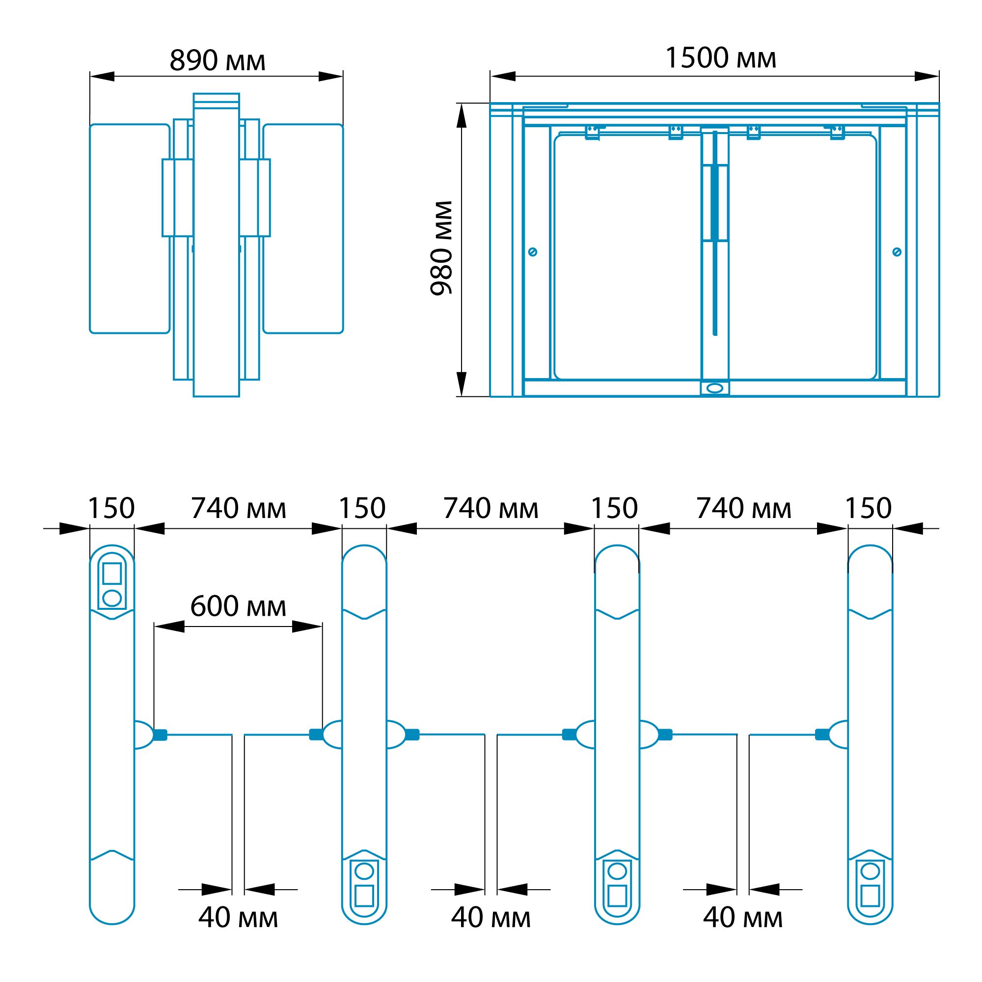 Турникет распашной БЛОКПОСТ РСП 1400, средняя секция для РСП 700 1 Турникет распашной БЛОКПОСТ РСП 1400, средняя секция для РСП 700 1