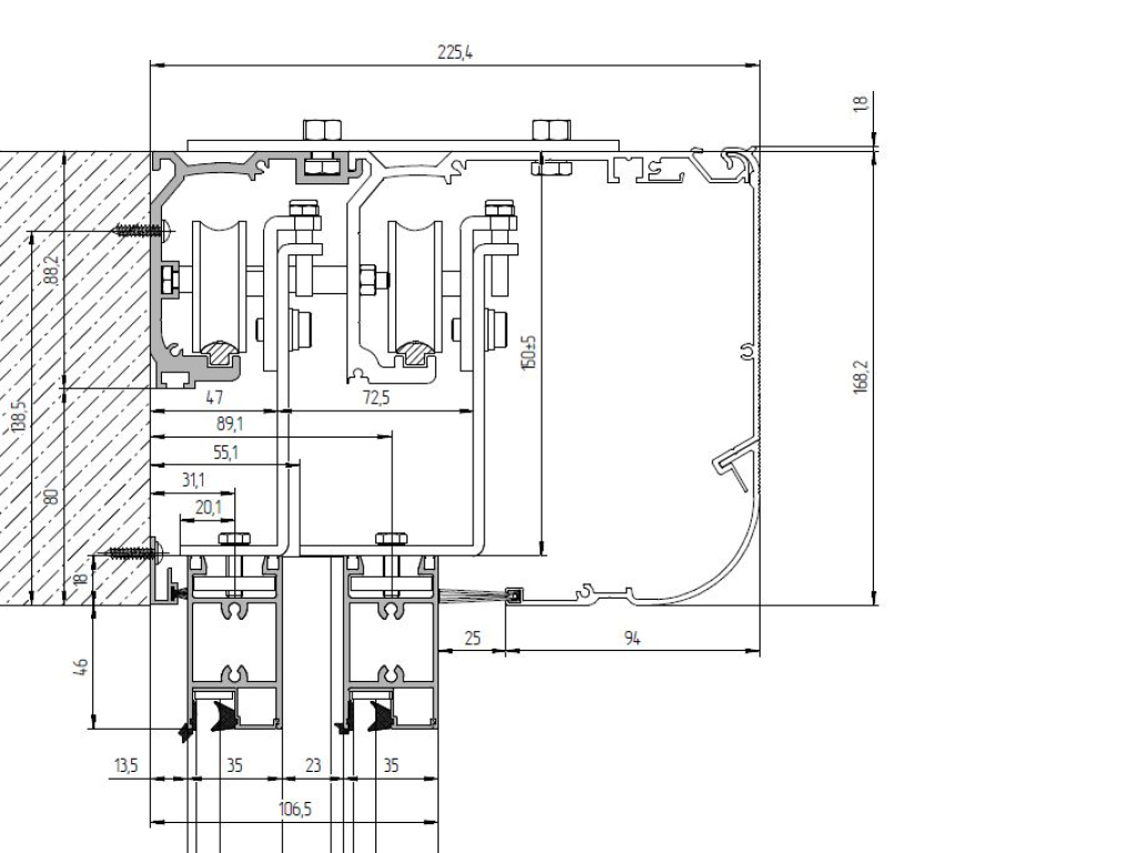 Комплект автоматической раздвижной двери «антипаника» (две подвижные створки «антипаника») для привода AD-SP 5 Комплект автоматической раздвижной двери «антипаника» (две подвижные створки «антипаника») для привода AD-SP 5
