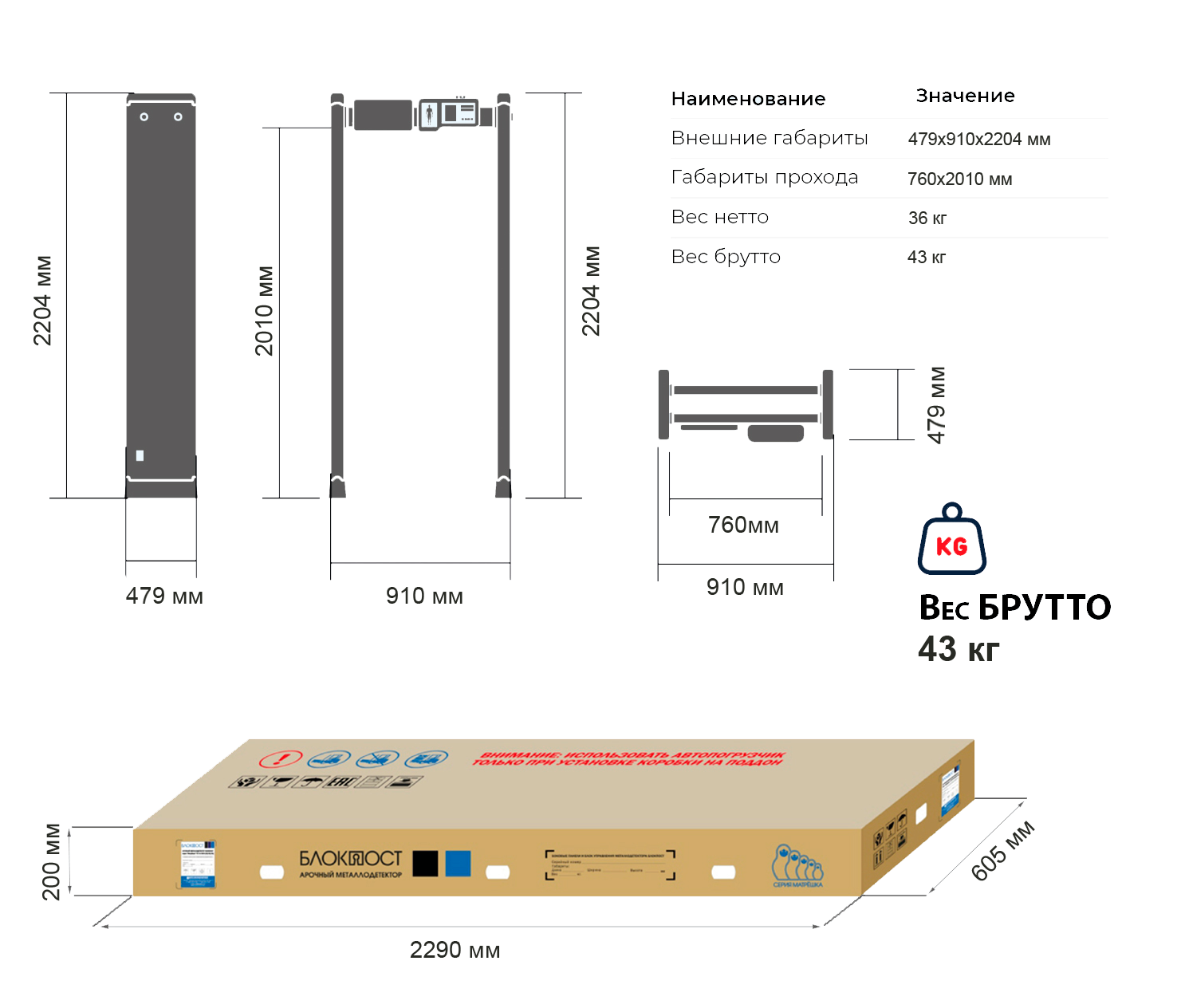 Арочный металлодетектор БЛОКПОСТ Арочный металлодетектор БЛОКПОСТ