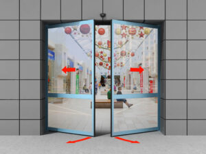 Комплект автоматической раздвижной двери (две подвижные и две неподвижные створки антипаника) для привода AD-SP 1 Комплект автоматической раздвижной двери (две подвижные и две неподвижные створки антипаника) для привода AD-SP 1