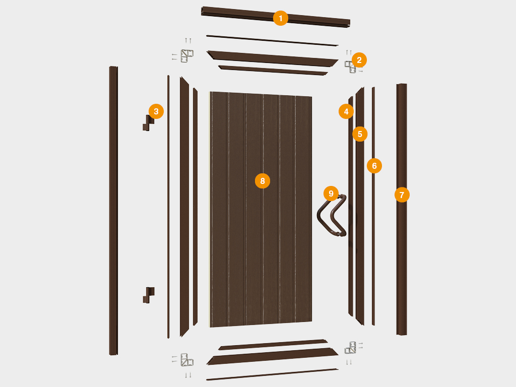 Калитка в алюминиевой раме с заполнением сендвич-панелями PSD-A 1 Калитка в алюминиевой раме с заполнением сендвич-панелями PSD-A 1