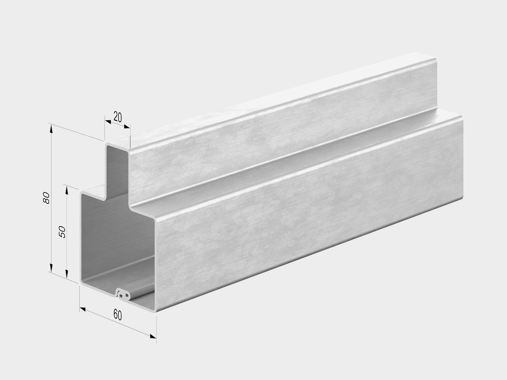 Профиль для ворот универсальный Т-образный 6000х80Х60Х1,5 1 Профиль для ворот универсальный Т-образный 6000х80Х60Х1,5 1