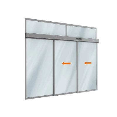 Комплект телескопической раздвижной двери (две подвижные и одна неподвижная лайтстворки и фрамуга) для привода AD-SP-TELESCOPE